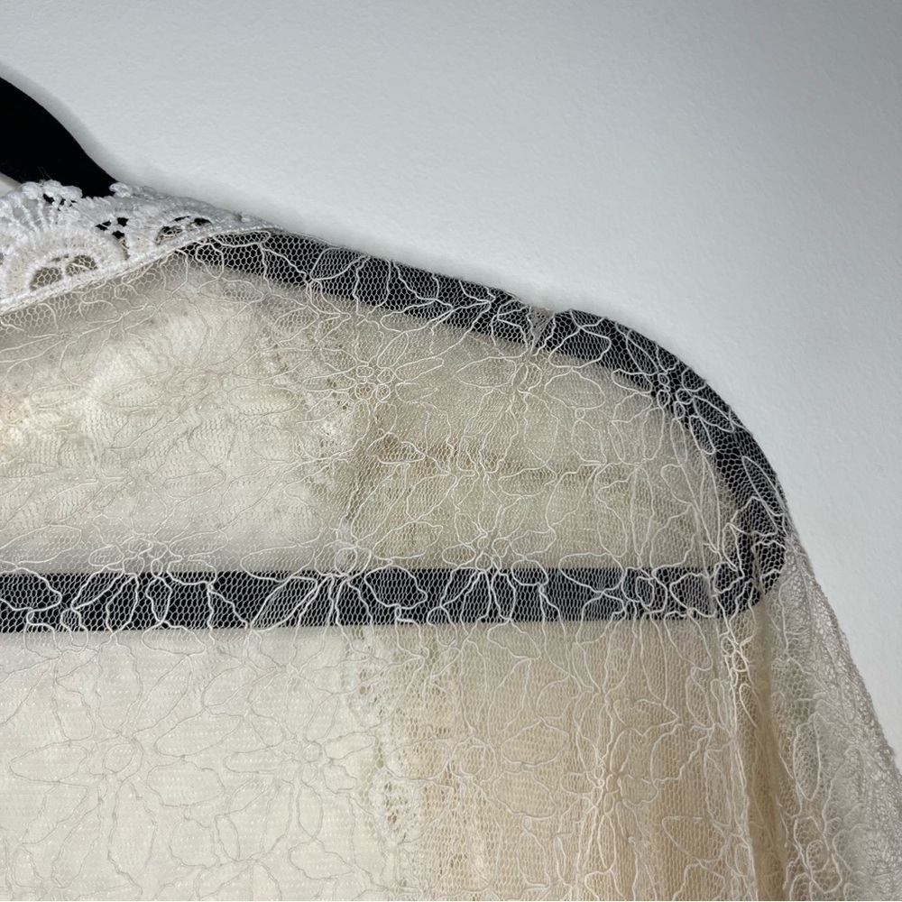 VTG DEAR YN Antique Cream Sheer Lace Festival Embroidered Lingerie Duster Robe - Picture 6 of 6